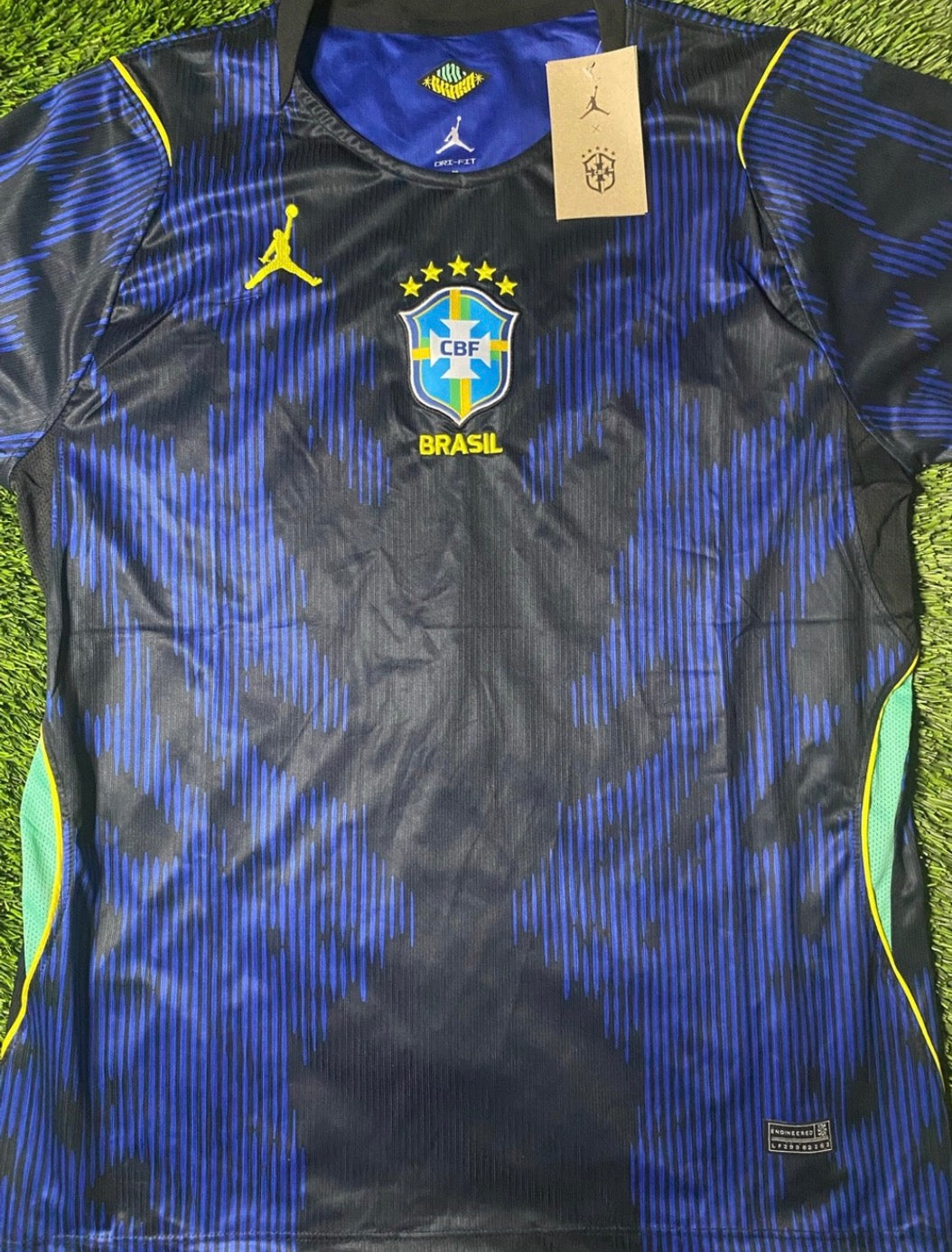 Brazil CBF Black & Royal Blue Soccer Jersey with Yellow Accents