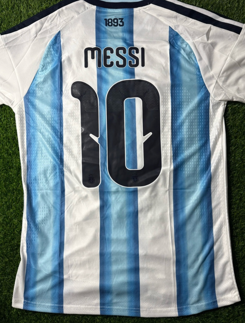 Argentina #10 Messi Home Jersey - White & Light Blue Size M Player Version
