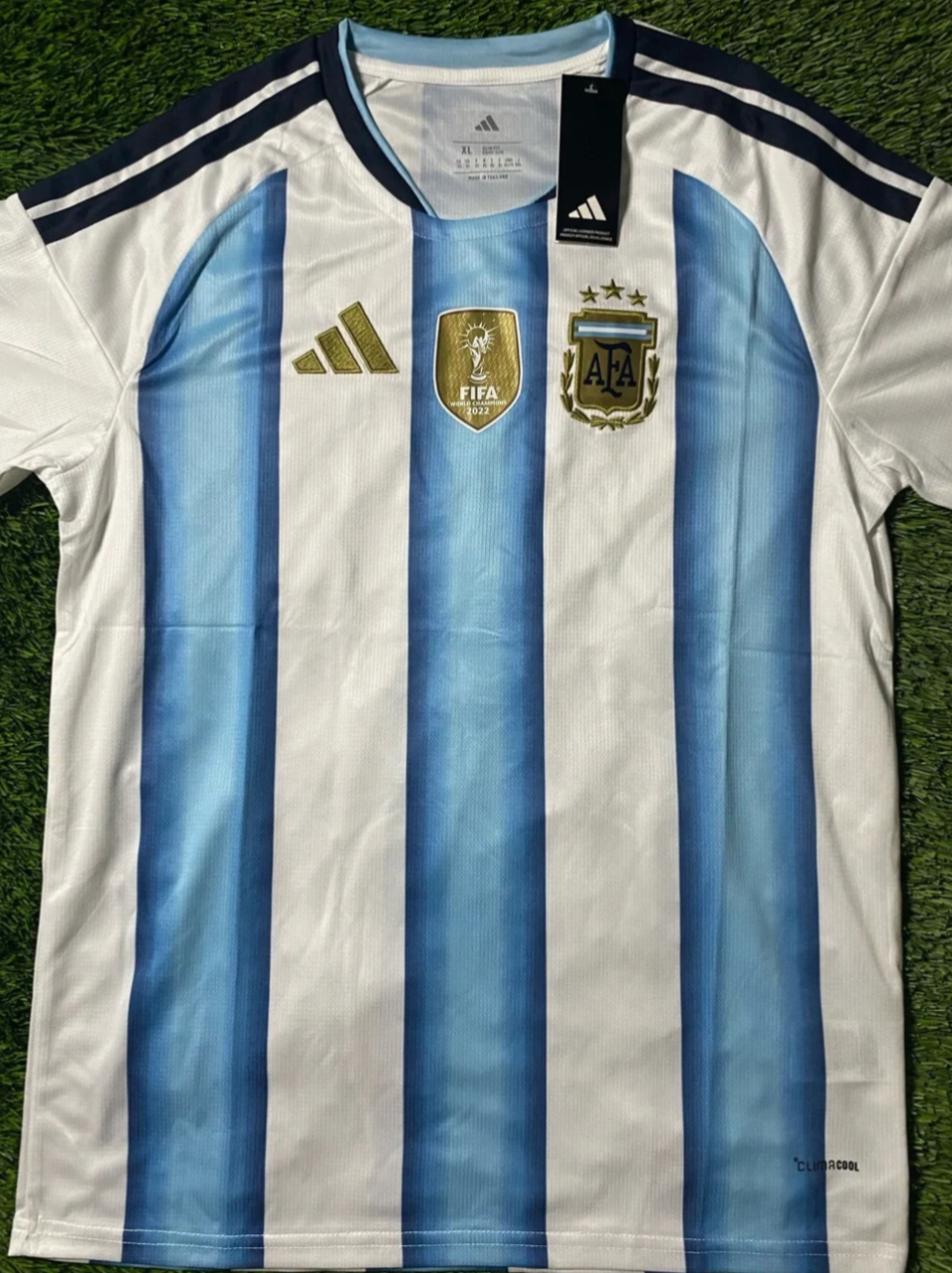 Argentina Soccer Jersey - Light Blue, White & Gold Accents Fan Version