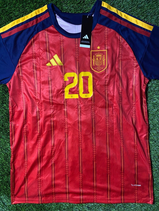 Spain National Team Pedri #20 Red & Navy Soccer Jersey 2XL Fan Version
