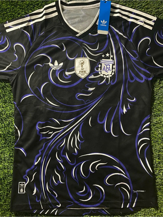 adidas Black and Dark Blue Argentina Graphic Football Jersey